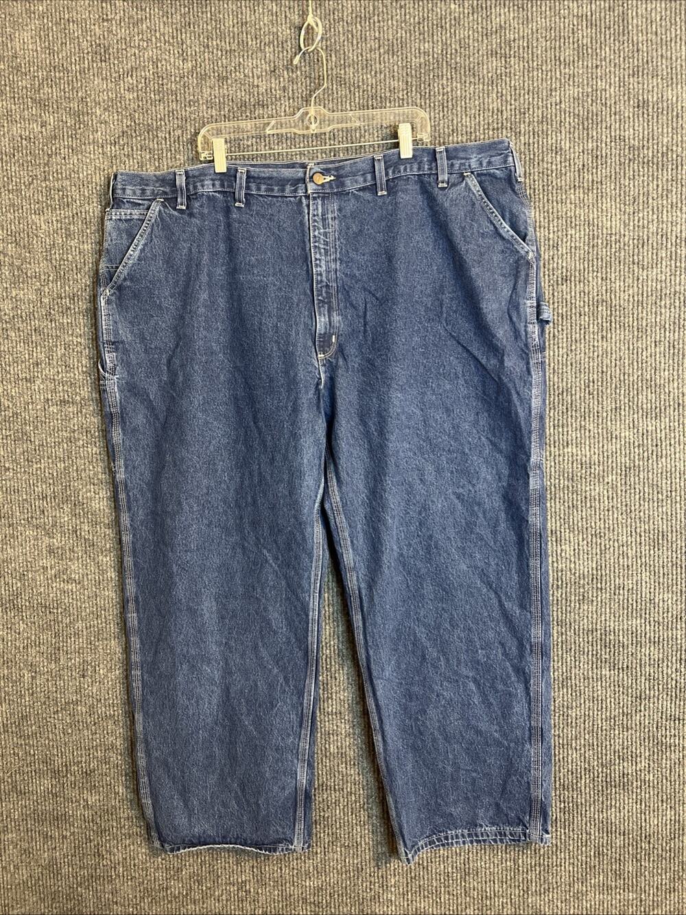 Carhartt Mens Carpenter Jeans Size 50 Dungaree Fit Blue Medium Wash Work Wear